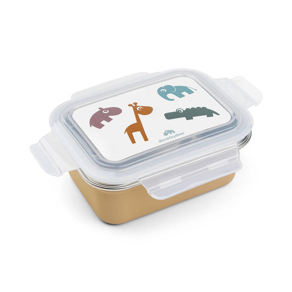 Metal lunch box Deer friends Mustard