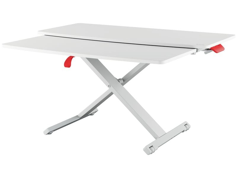 Leitz Ergo Cosy Höhenverstellbarer Schreibtischaufsatz Leitz Ergo Cosy Höhenverstellbarer Sitz-/Steh-Schreibtischaufsatz mit ausziehbarer Tastaturablage