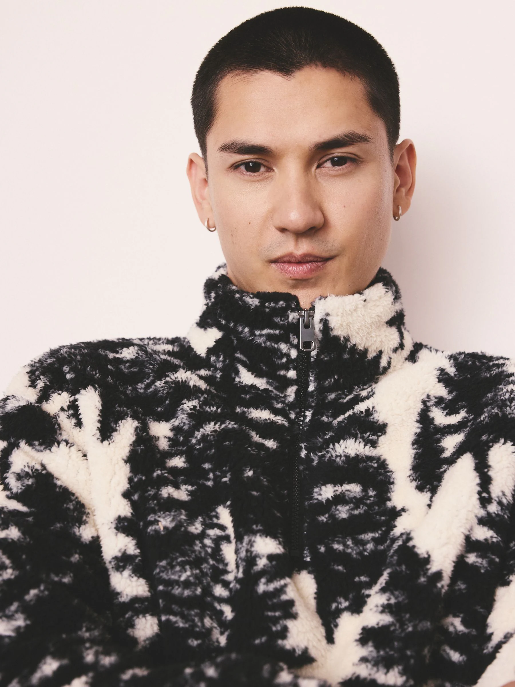 Black/Cream Tree Print - Matching Family Zip Neck Borg Fleece