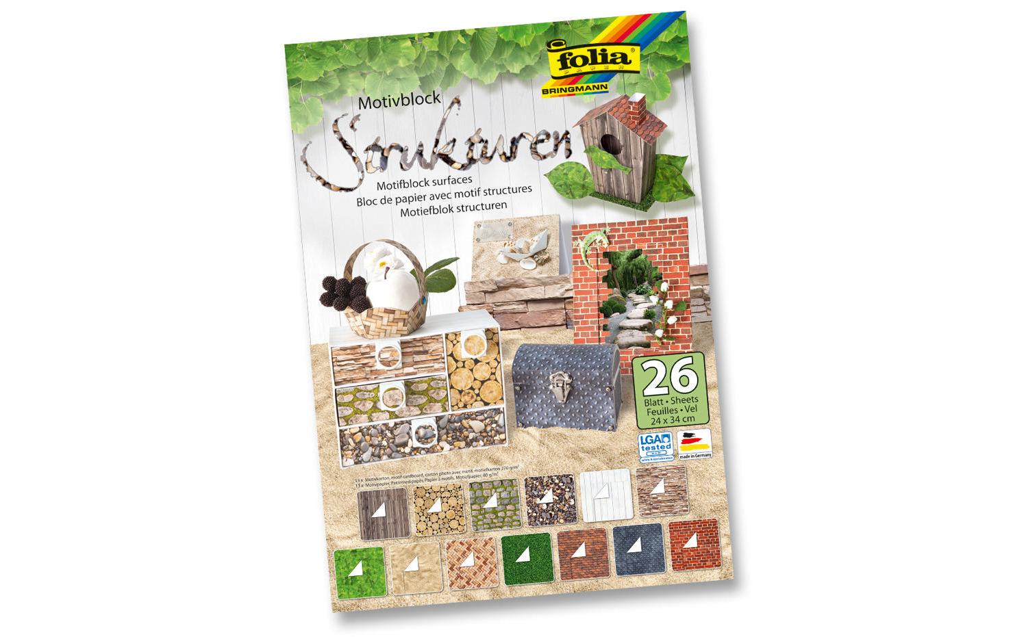 Motivblock Strukturen MehrfarbigMotivkarton- und papier, 26 Blatt