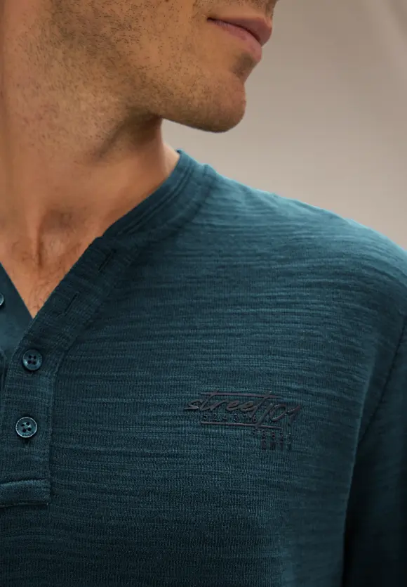 Winterslub Langarmshirt - deep teal green