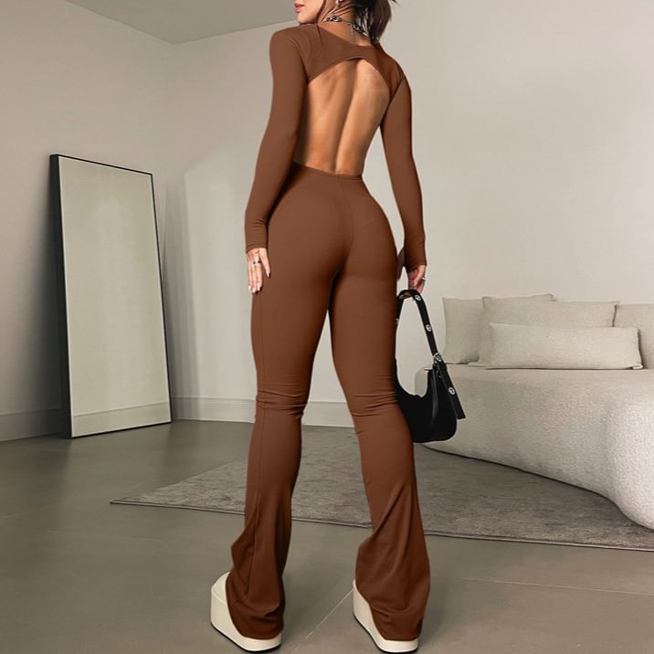 Ragom - Jumpsuit met lange mouwen en open rug
