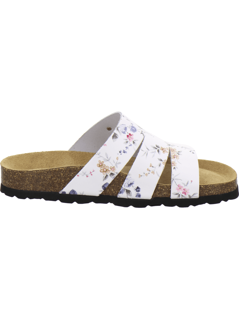 Pantoletten Damen Leder weiss-flower
