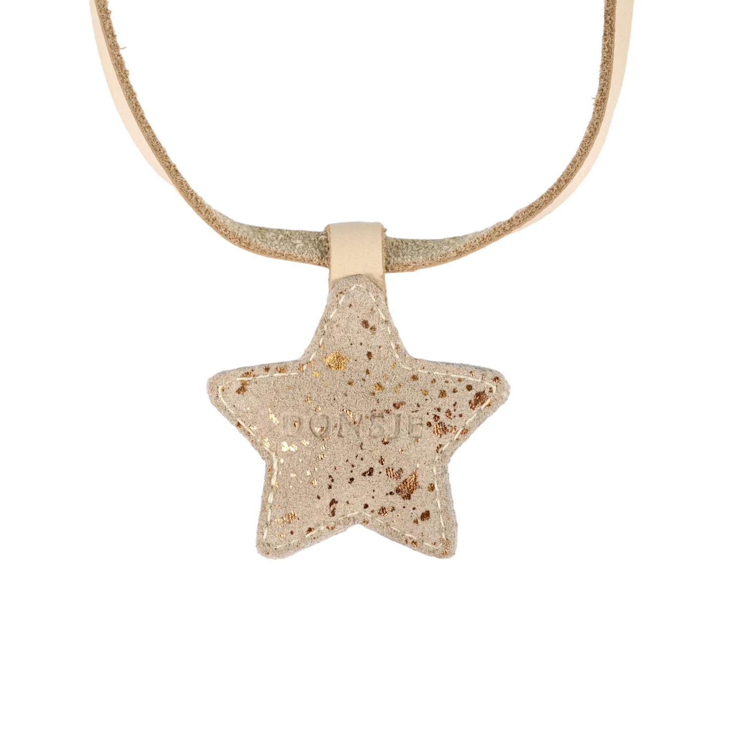 Dieny Necklace | Star | Cream Metallic Suede