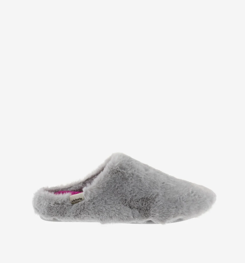 NORTE FOURRURE Pantoufles pour femmes fluor GRIS