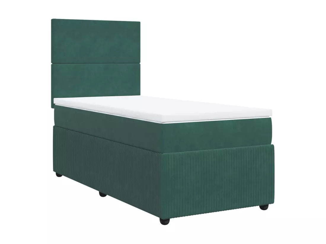 Sommier à lattes de lit avec matelas Vert foncé 90x190 cm