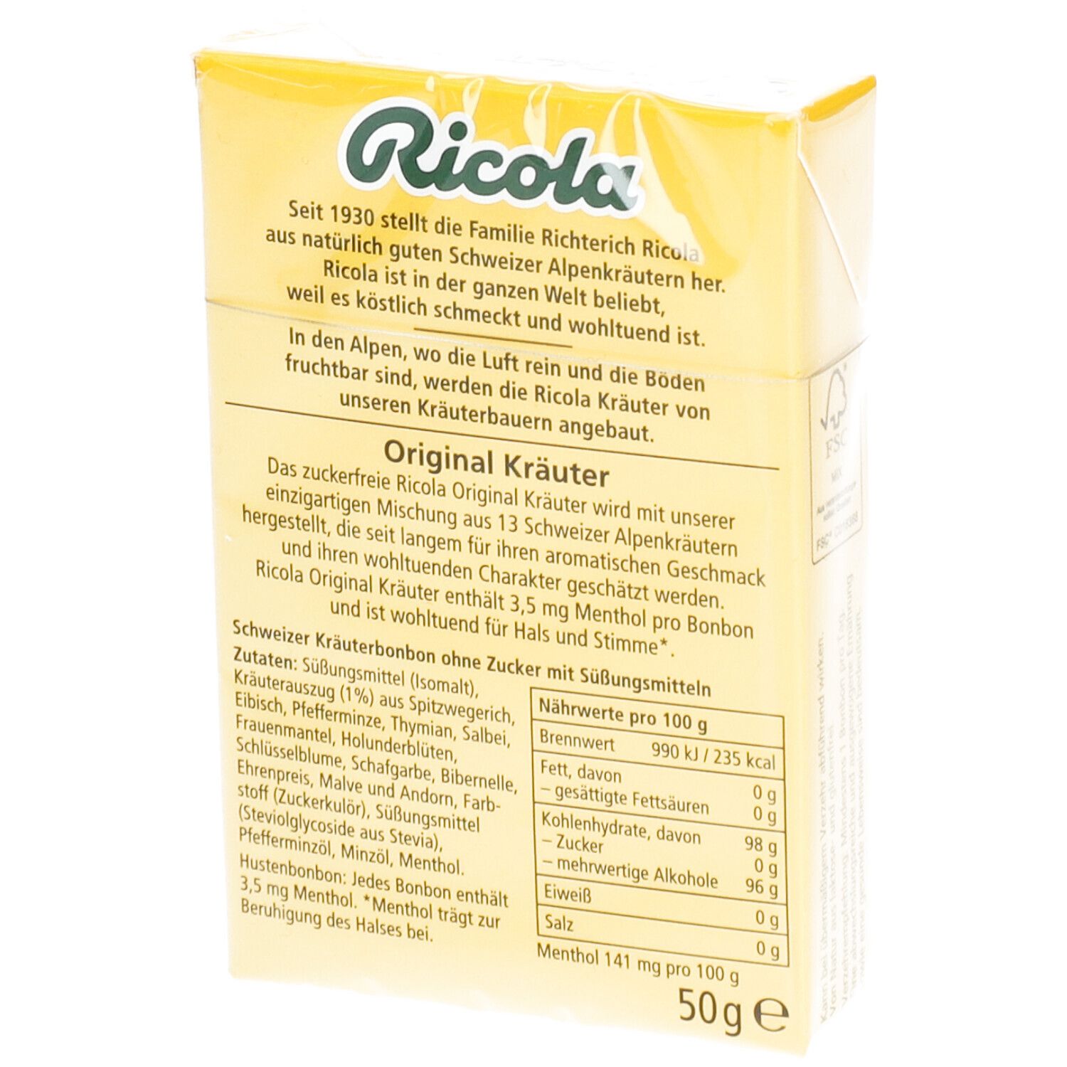 Ricola® Schweizer Kräuterbonbons Box Kräuter Original ohne Zucker