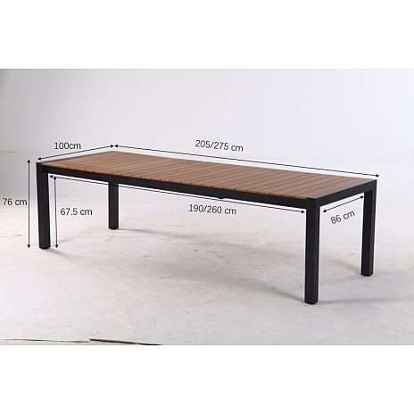 Canberra udtræksbord 100x 205/275 cm. Teak look