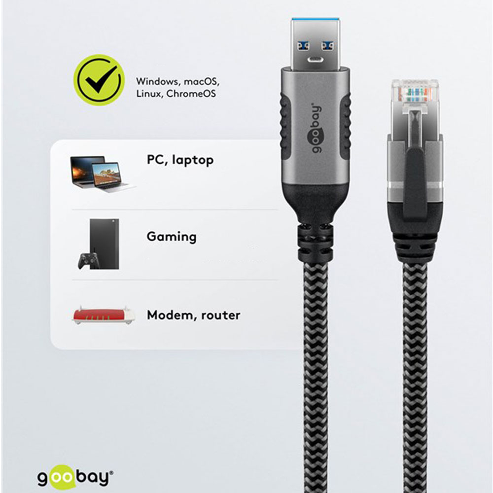 (3m) USB auf CAT 6 Ethernet LAN RJ45 Netzwerk Kabel Patchkabel FTP (70499) - Grau