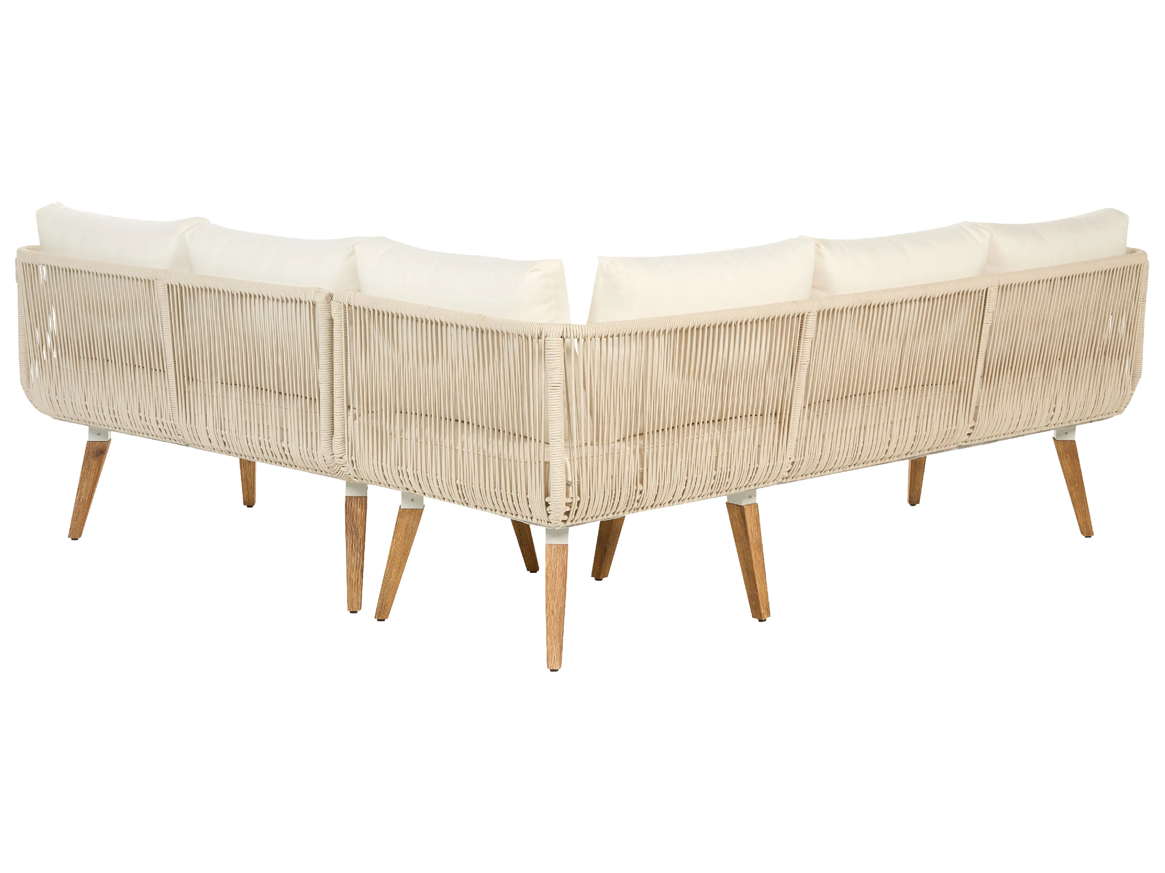 Tuin hoekloungeset met tafel 5-zits ALCAMO linkszijdig Acaciahout Lichtbeige