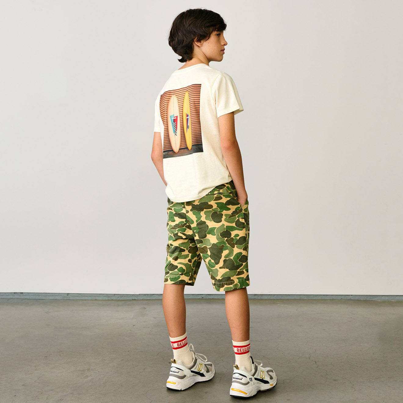 Bellerose Bermuda en Coton & Lin Stan camouflage kaki