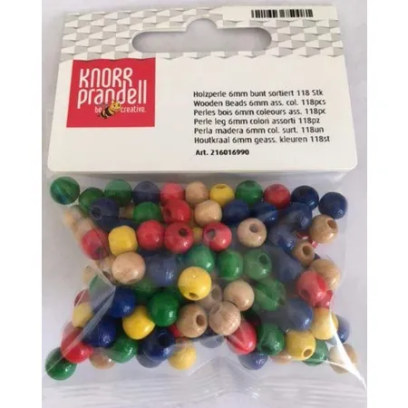 Knorr Prandell Holzperlen, bunt, 6mm, 118er Packung