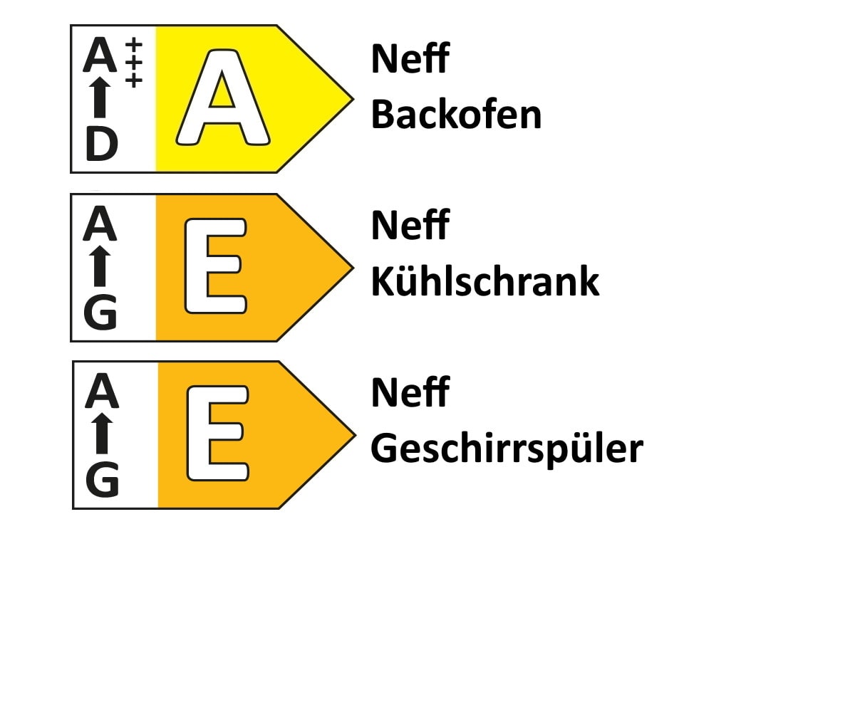Einbauküche Yvante, seidengrau lackiert, inkl. Neff Elektrogeräte