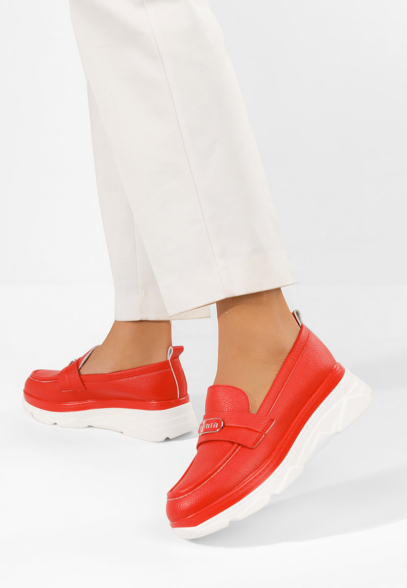 Mocassins femme à plateforme rouges Reenia