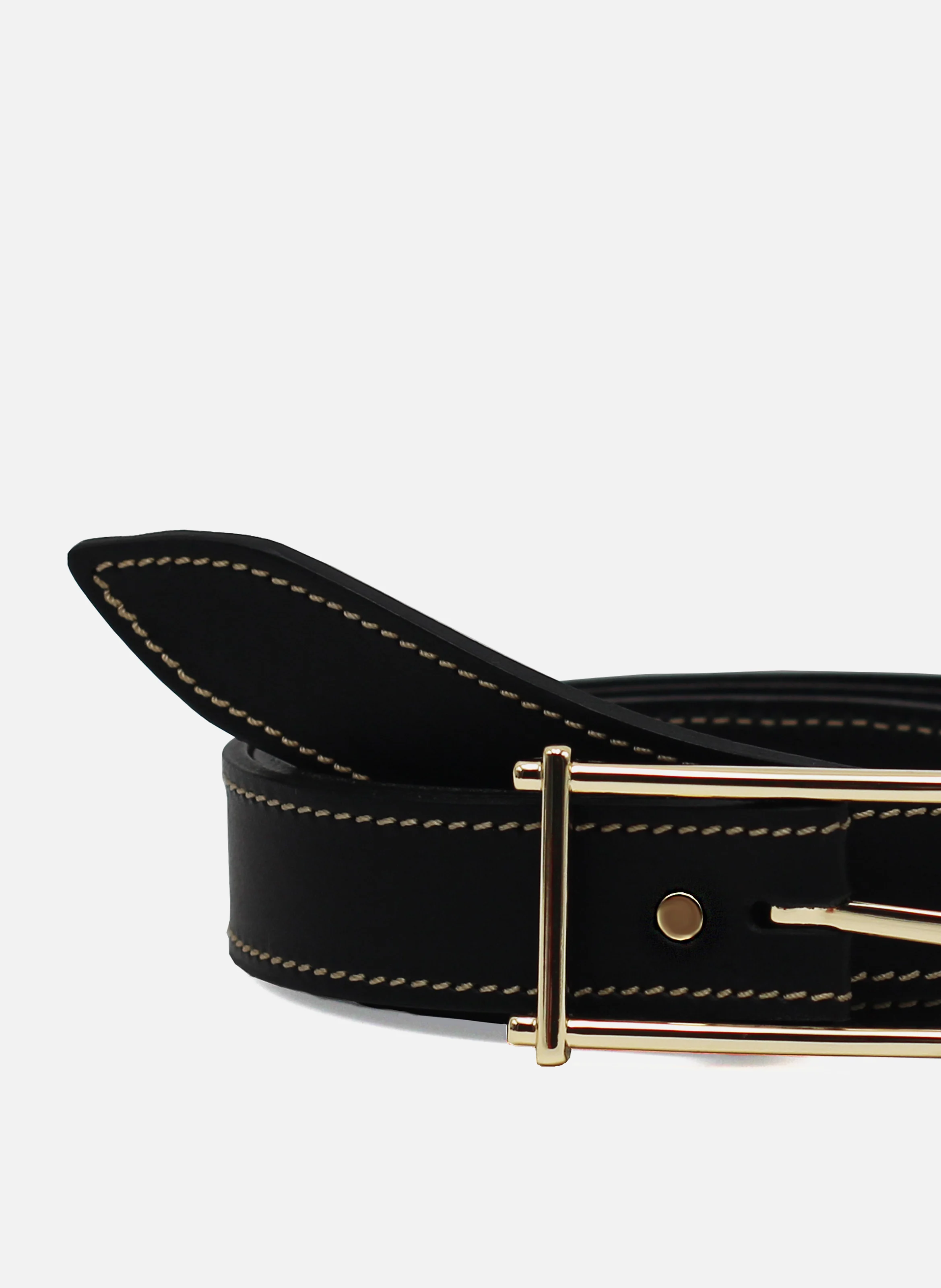 Ceinture vintage cuir daim cuir lisse | Noir