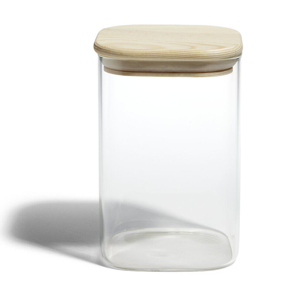 Bocal de conservation 1L en verre avec couvercle en bois