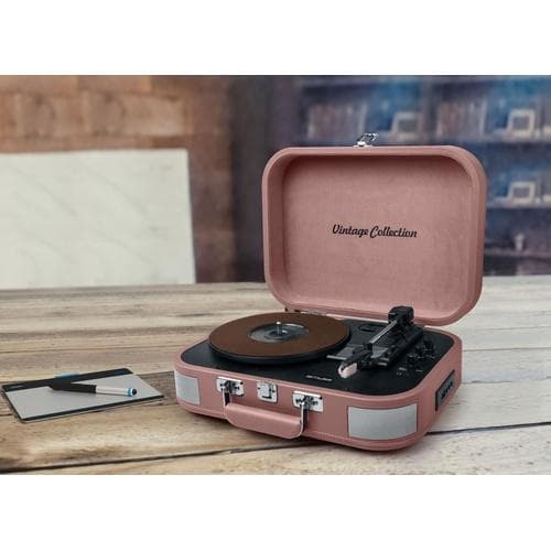 MT-201 BTP Pladespiller Stereoanlæg BT USB vintage Pink