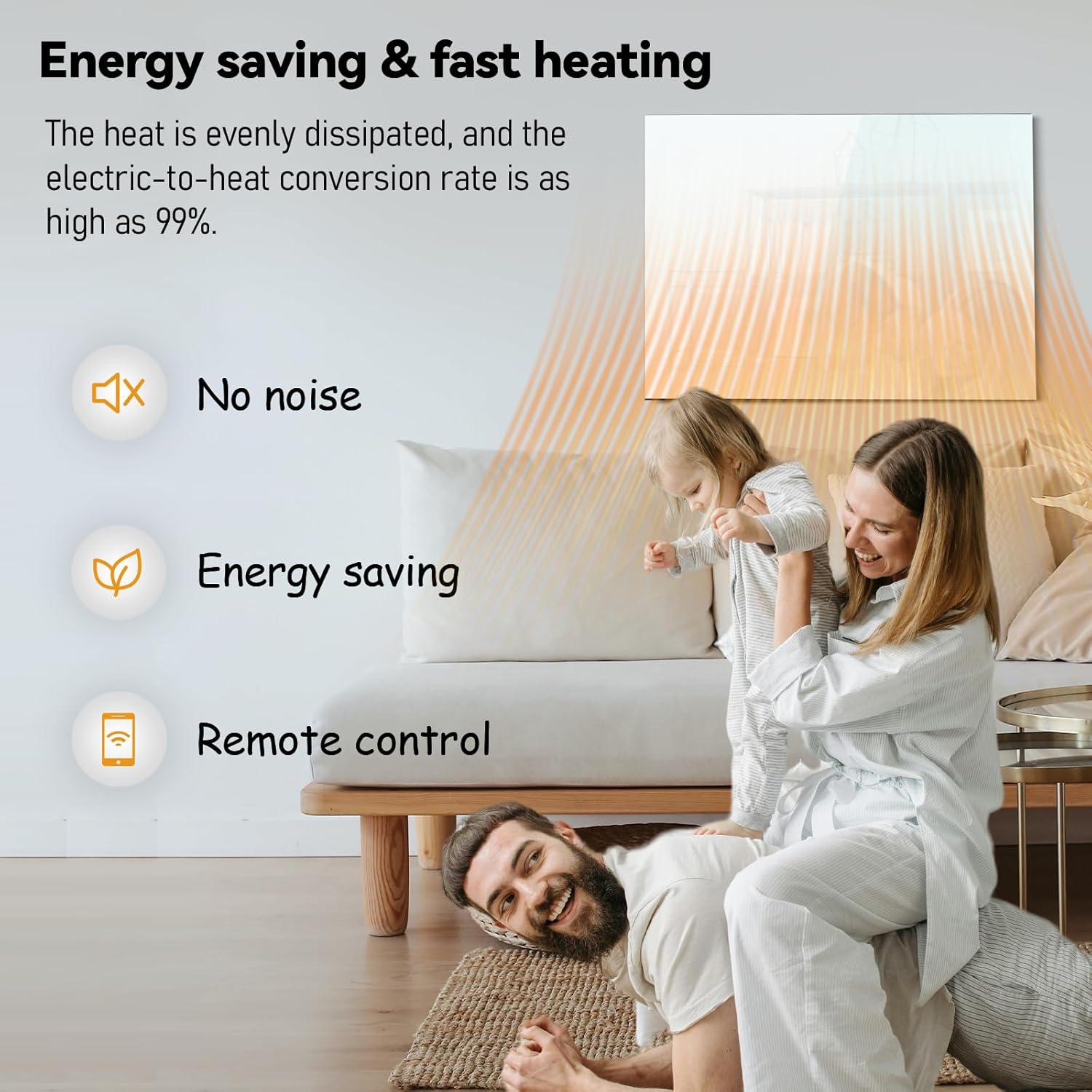 Infrarot-Glasheizung 600W – Infrarotheizung Wandmontage bis 120 Grad Celsius für 10-20㎡ - Smart-Elektroheizung mit Fernbedienung & WiFi (Tuya APP) - TÜV - 10 Jahren Garantie - Weiß