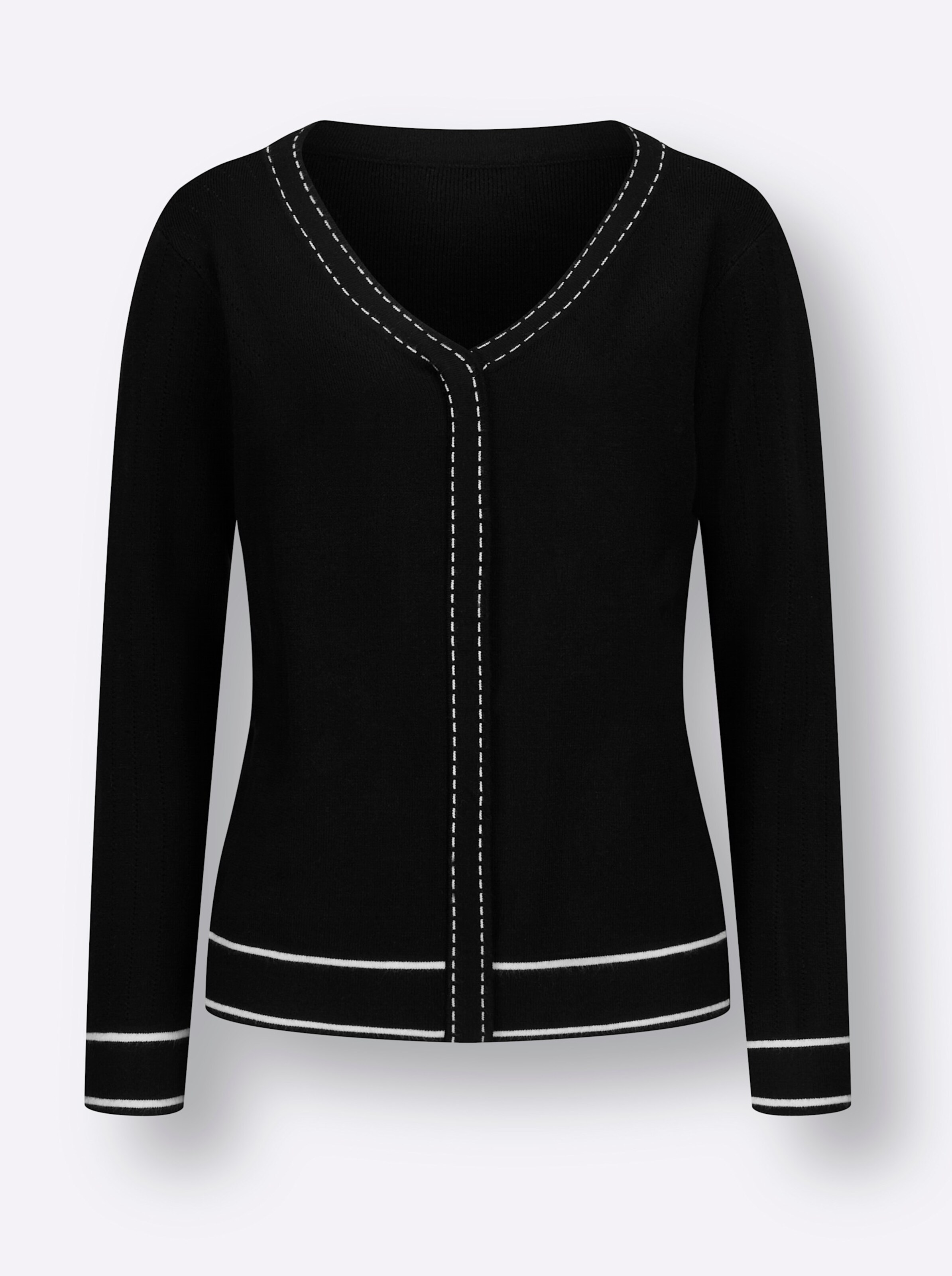 Modal-Viskose-Pullover in schwarz-ecru