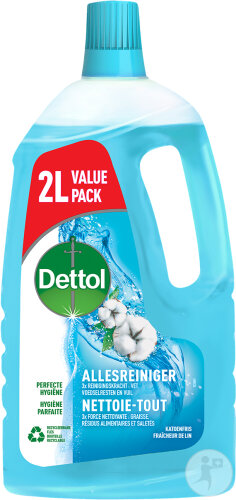 Dettol Nettoyant Liquide Puissant Tout Usage Fraîcheur de Lin Flacon 2000ml