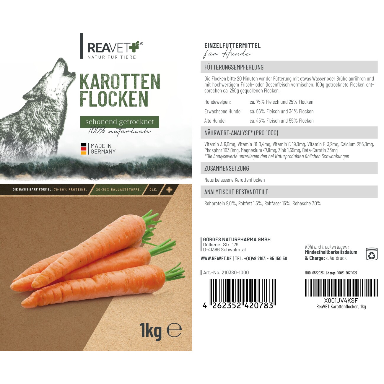 REAVET Karottenflocken 1kg