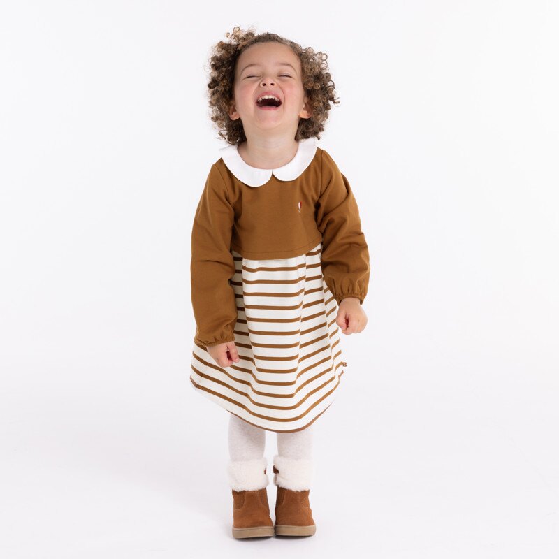 Robe 2 en 1 en molleton marron bébé fille Marron