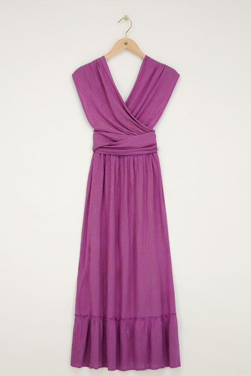 Paarse multiway maxi jurk met lurex