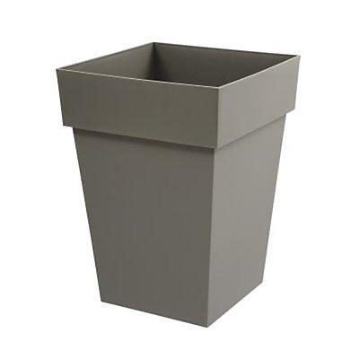 Pot carré polypropylène Eda Toscane taupe 39 x 39 x h.65 cm