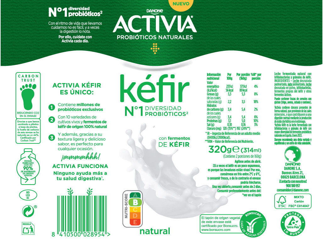KEFIR ACTIVIA NATURAL 320G