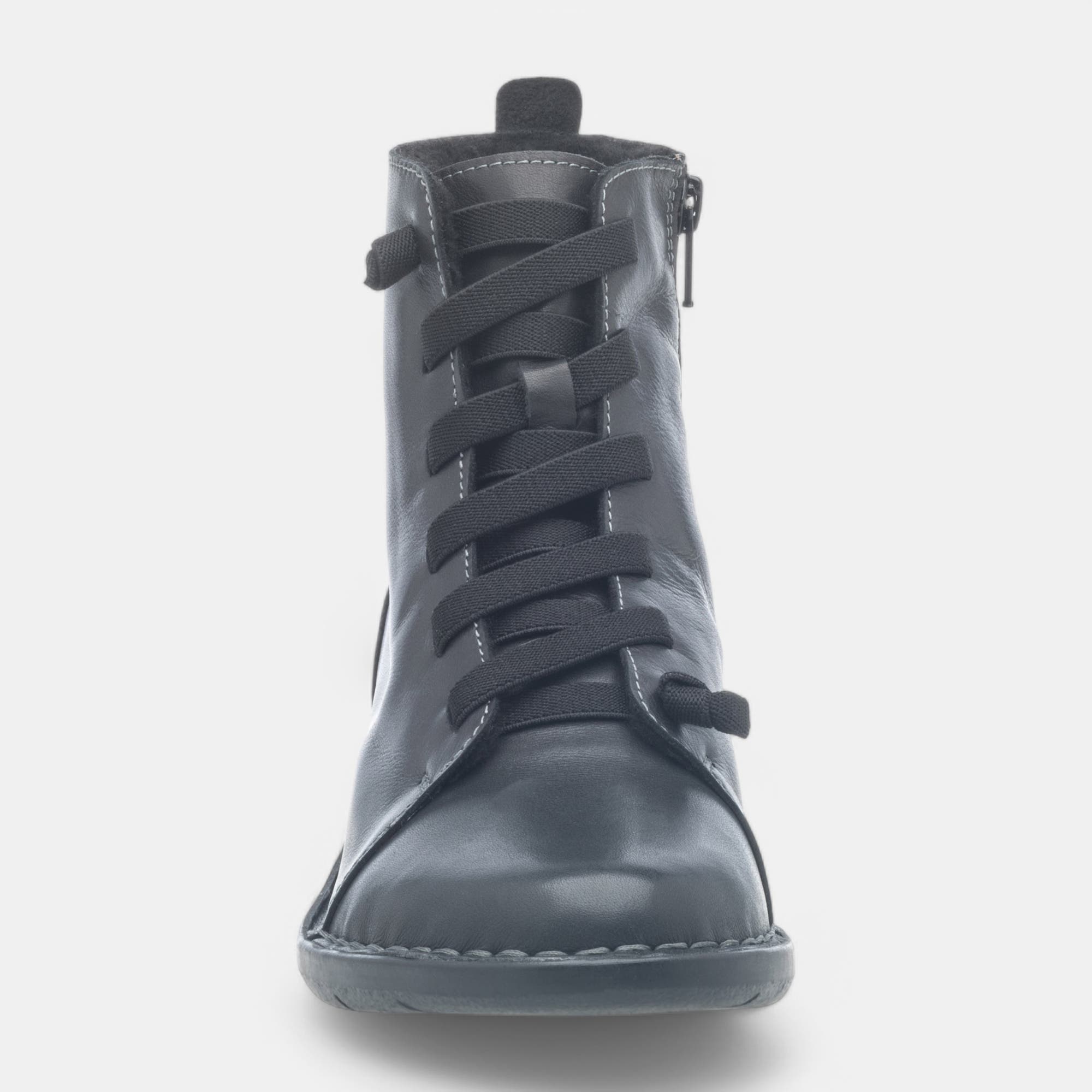 Bottines à lacets Femme en cuir noir