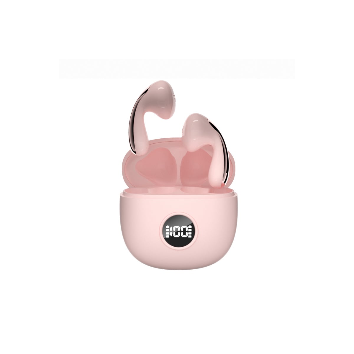 Trådløse in-ear-hodetelefoner med Bluetooth 5.3, støyreduksjon og ladeveske Rosa