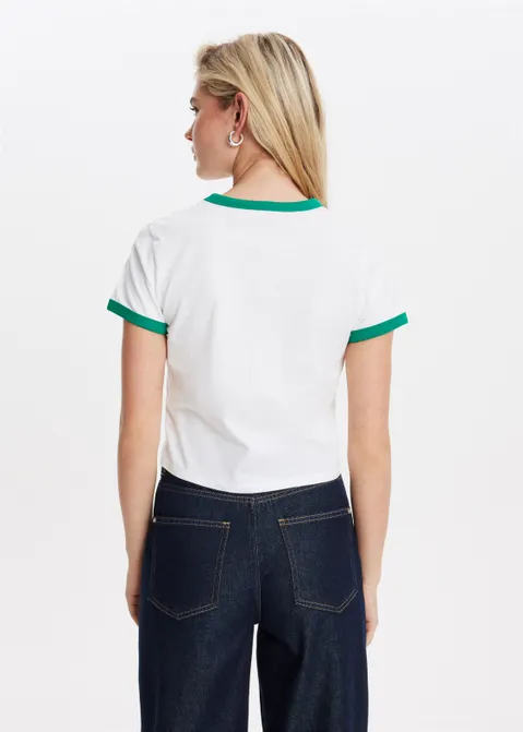 Cropped t-shirt monday wit (WIT)