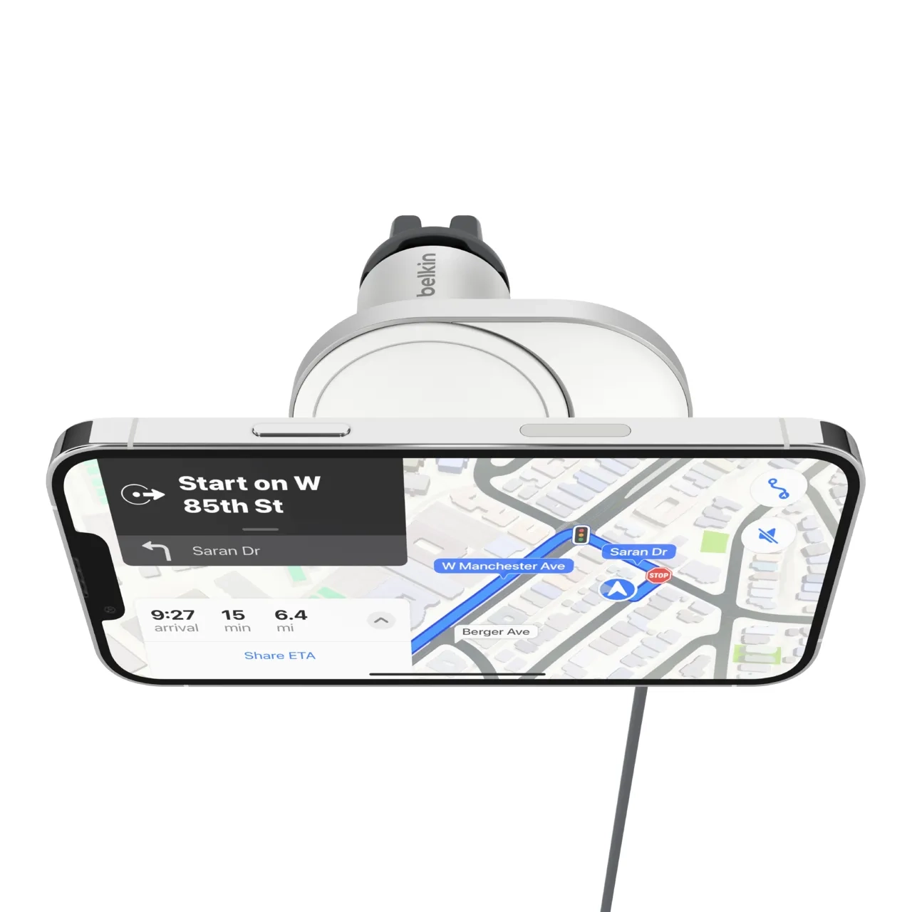 (15W) BoostCharge Pro MagSafe Auto Ladegerät Qi2 Wireless Charger Ladestation Halterung für Lüftungsgitter (WIC008BTGR-NCV2) - Silber