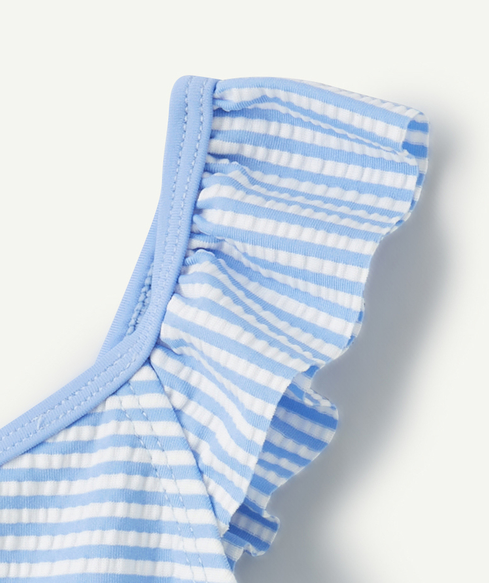 maillot de bain 1 pièce bébé fille en fibres recyclées à rayures bleu et blanc