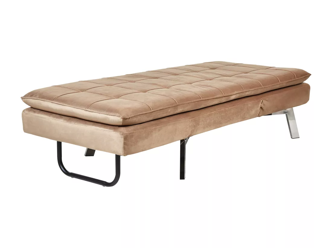 Chaise longue en velours marron clair LOIRET
