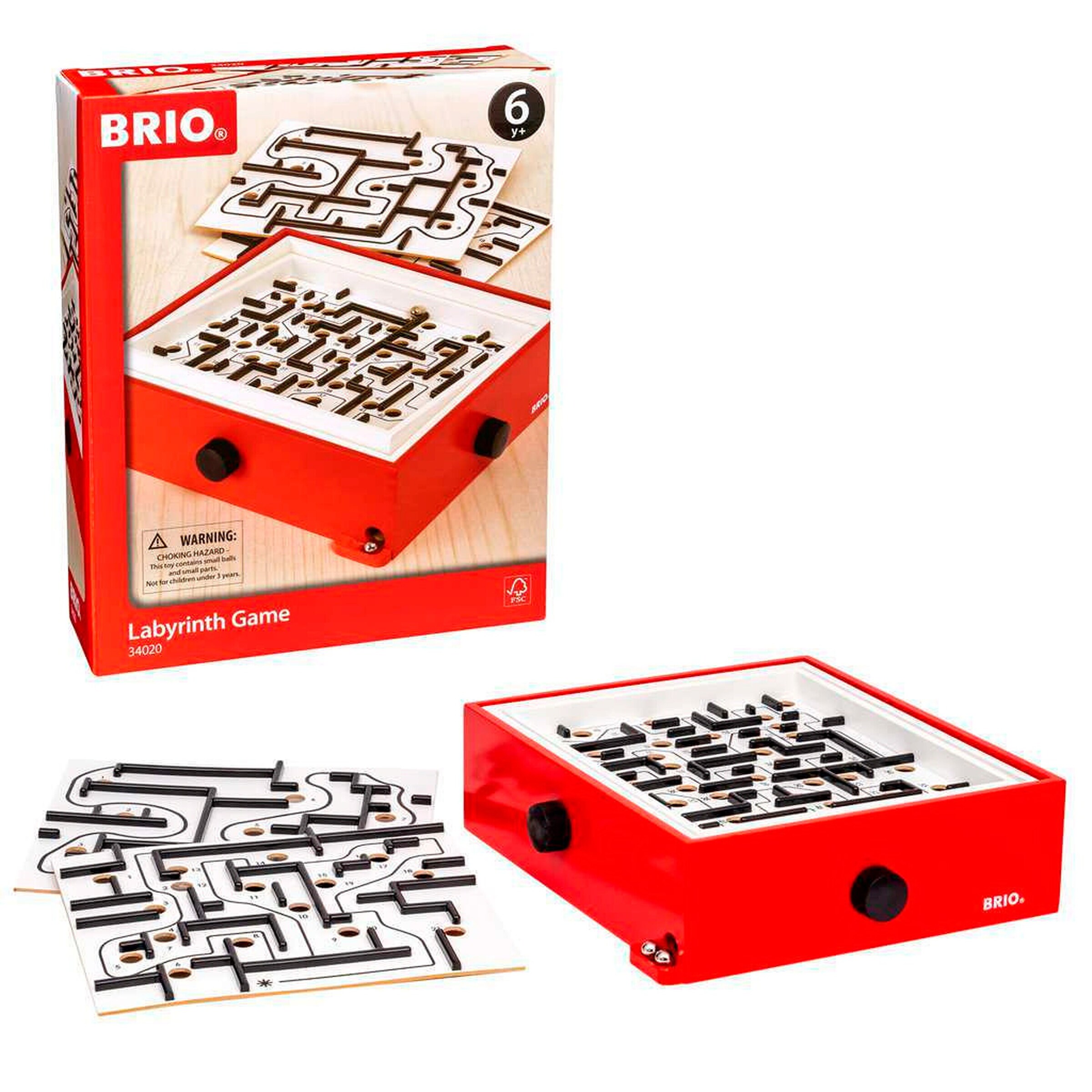 BRIO Labyrinth mit Übungsplatten, rot