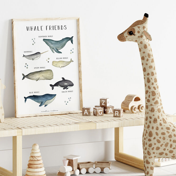 Poster & Frame Nicoline Victoria-Kids - Whale friends Flerfarvet