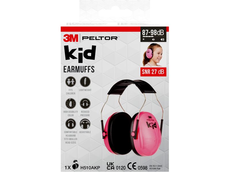 3M Gehörschutz Peltor Kids Pink Kapselgehörschützer für Umgebungen mit moderater Lärmbelastung