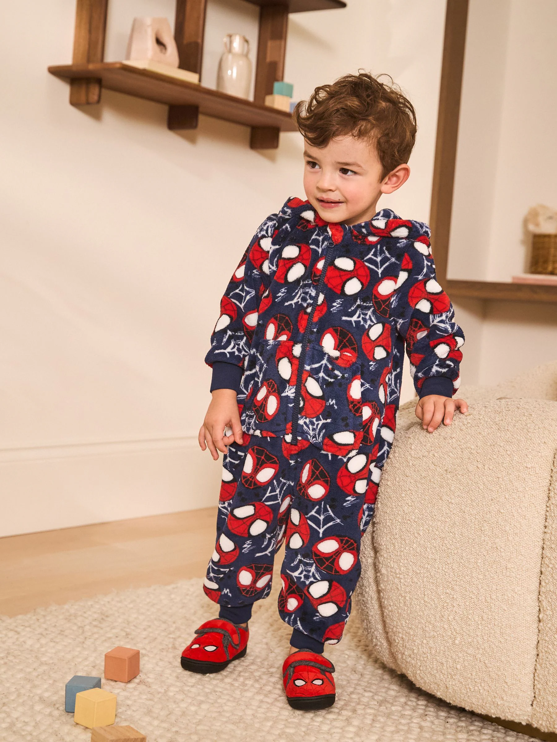 Navy/Red Spiderman - Fleece onesie met licentie (9mnd-10jr)