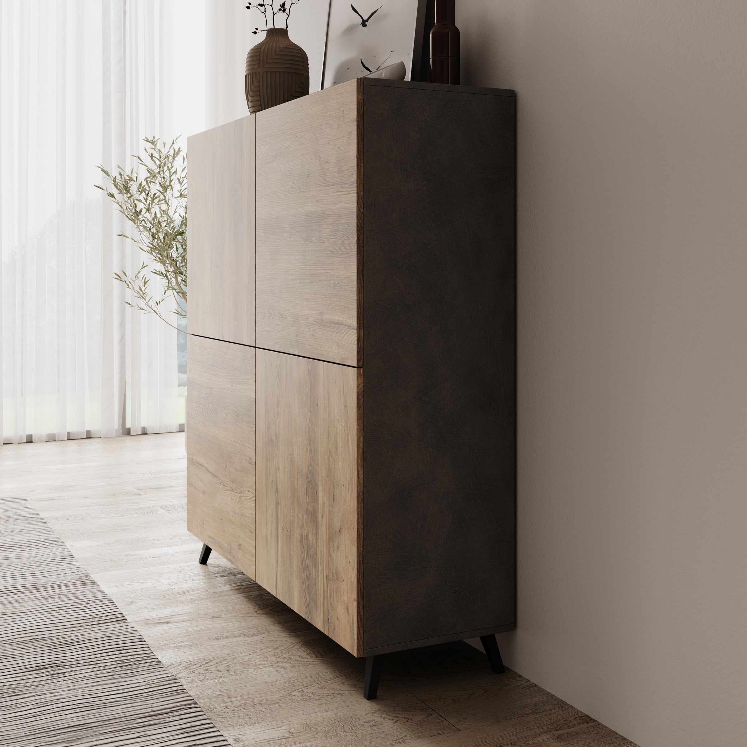 Pulse - Dressoir - Eikenpatroon/Grijs - 120x40x130 cm