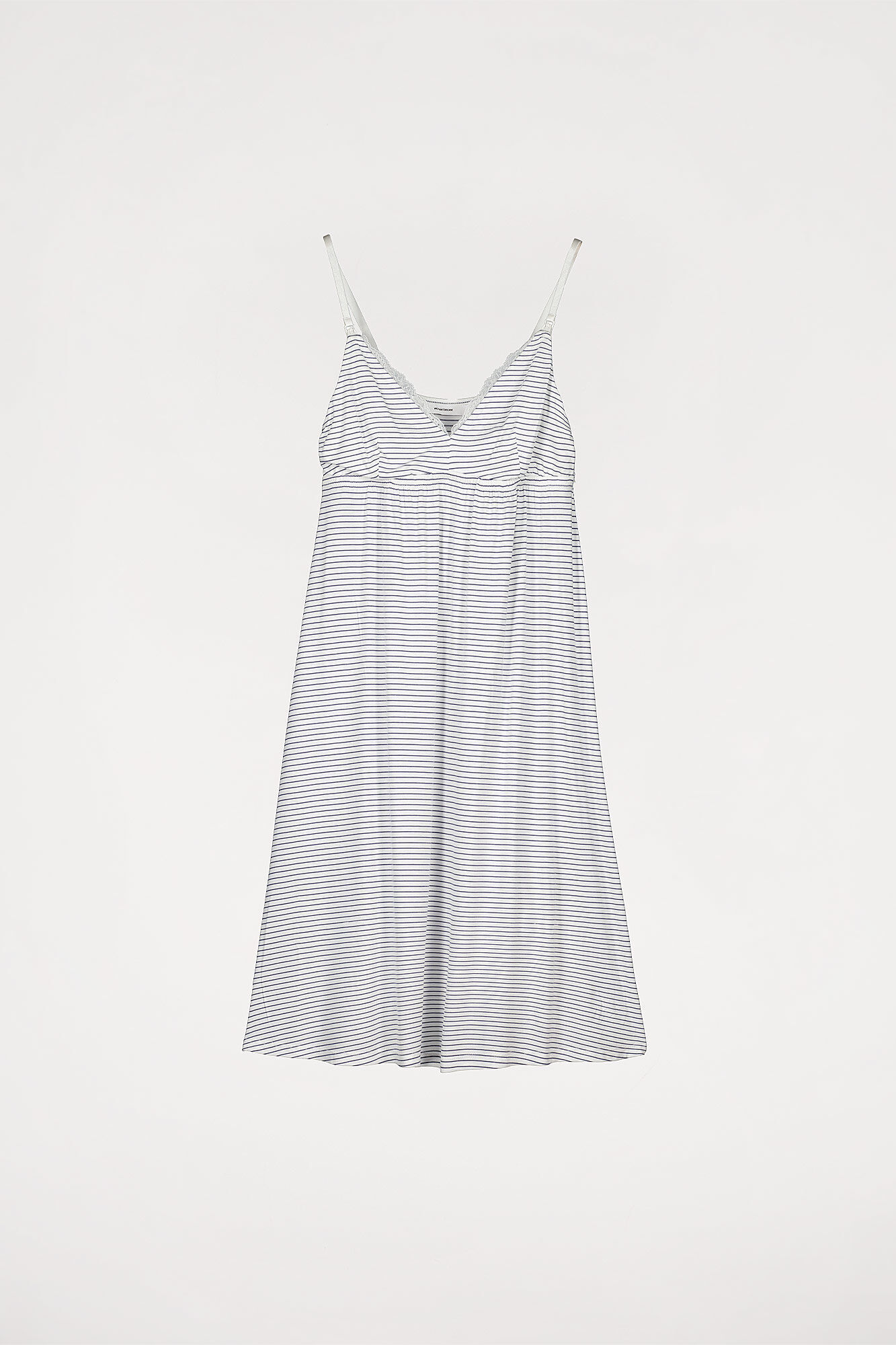 Camisola de maternidade com alças, estampa listrada - azul