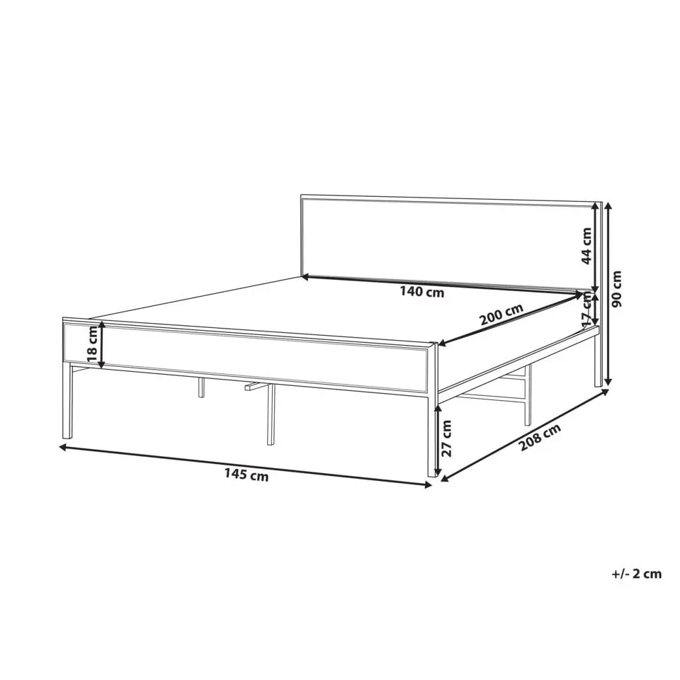AVANTON - Tweepersoonsbed - Zwart - 140 x 200 cm - PE rotan