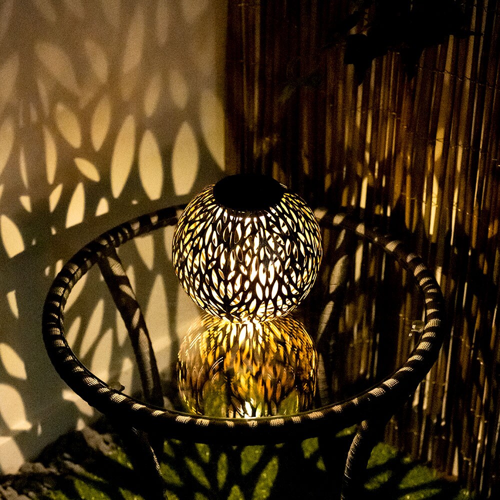 LED Solarleuchte, Kugel, silber-grau, gold, Erdspieß, H 54cm