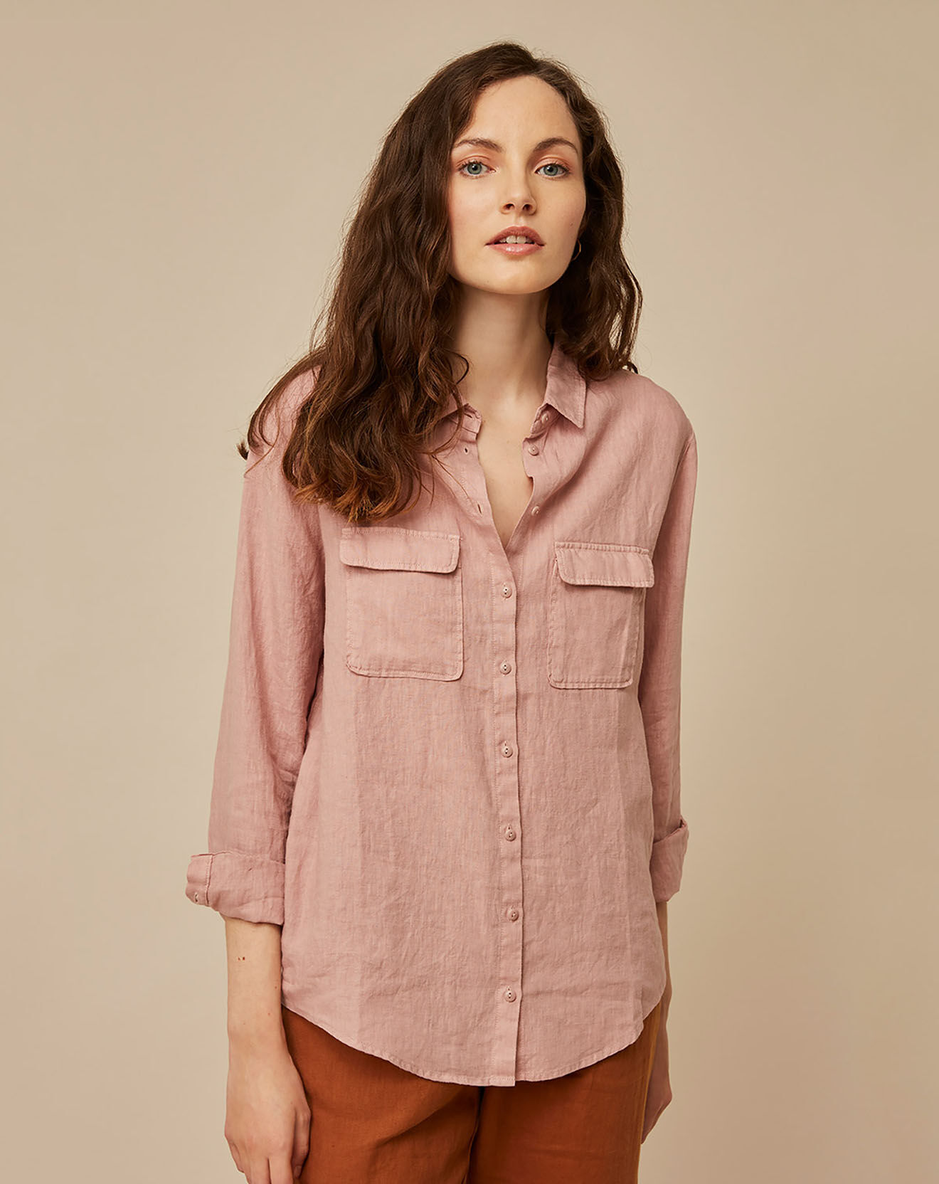 Harris Wilson Chemise 100% Lin Carole poudre