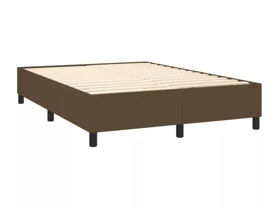 Sommier tapissier matelas et LED Marron foncé 140x190 cm Tissu