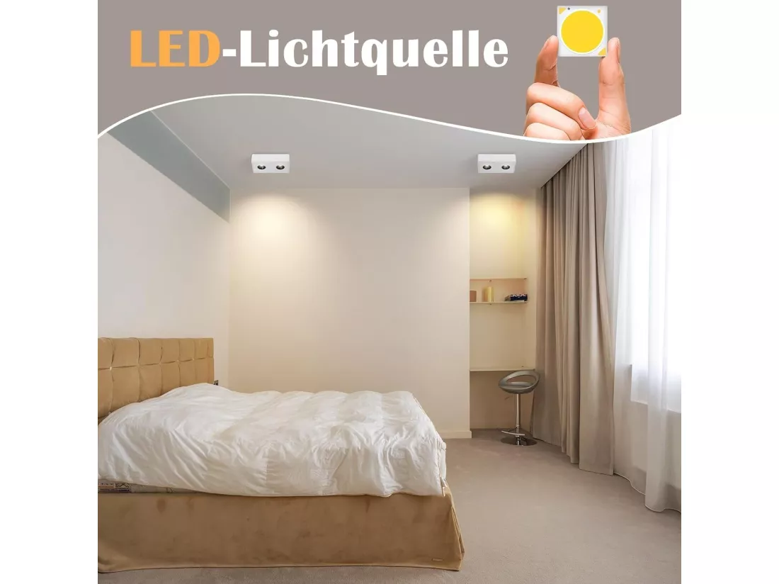 NETTLIFE 2 Spots de plafond Ekig blanc chaud 11W en saillie petits pour cuisine couloir chambre salle à manger