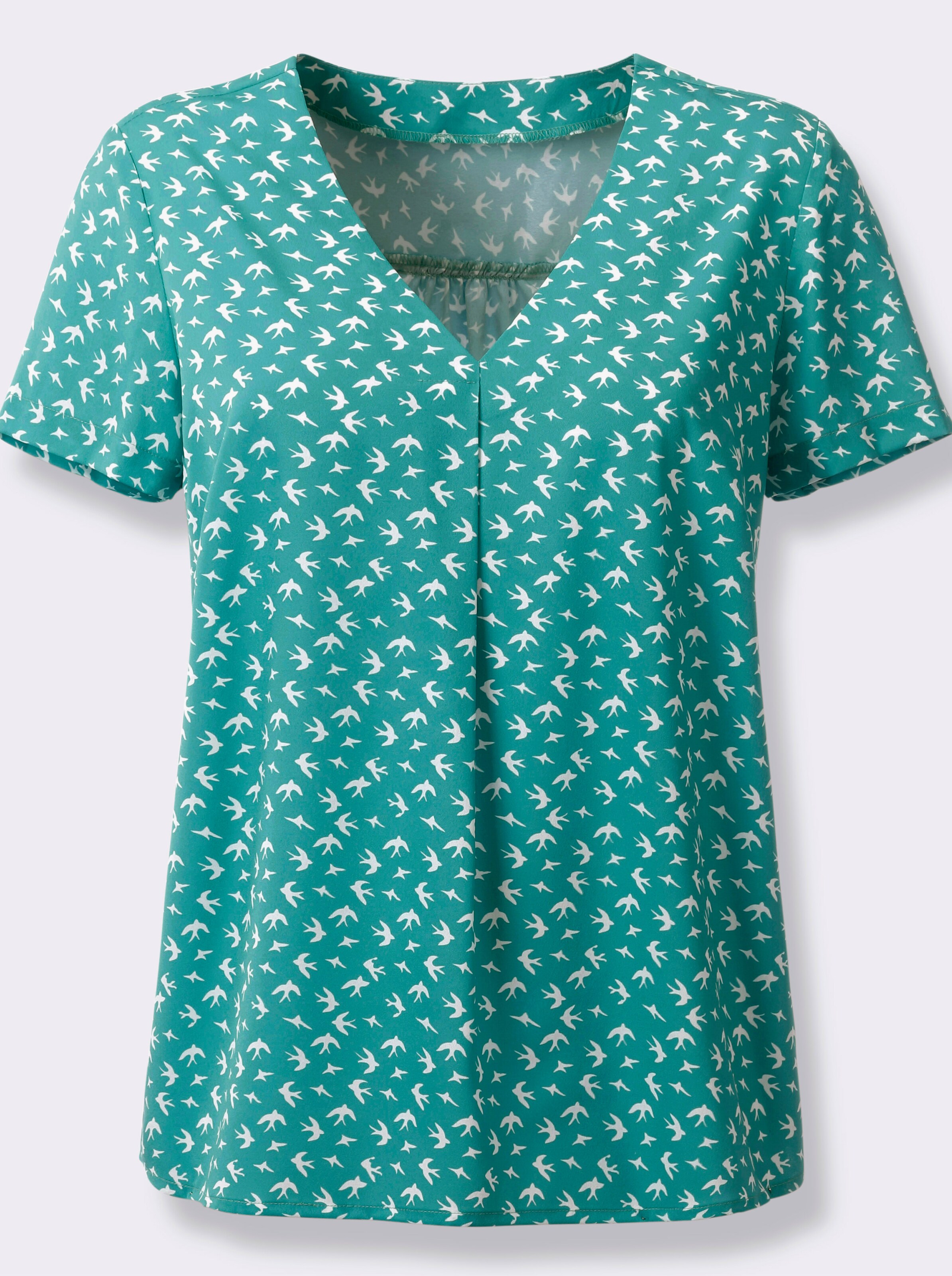 Schlupf-Bluse mit Schwalben-Print allover