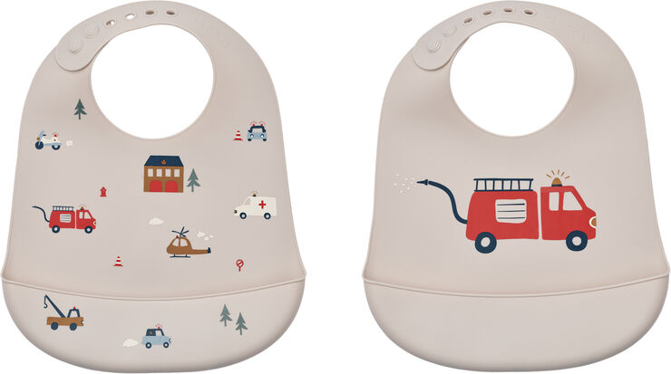 Liewood Tilda Printed Bib 2-Pack Emergency vehicle / sandy