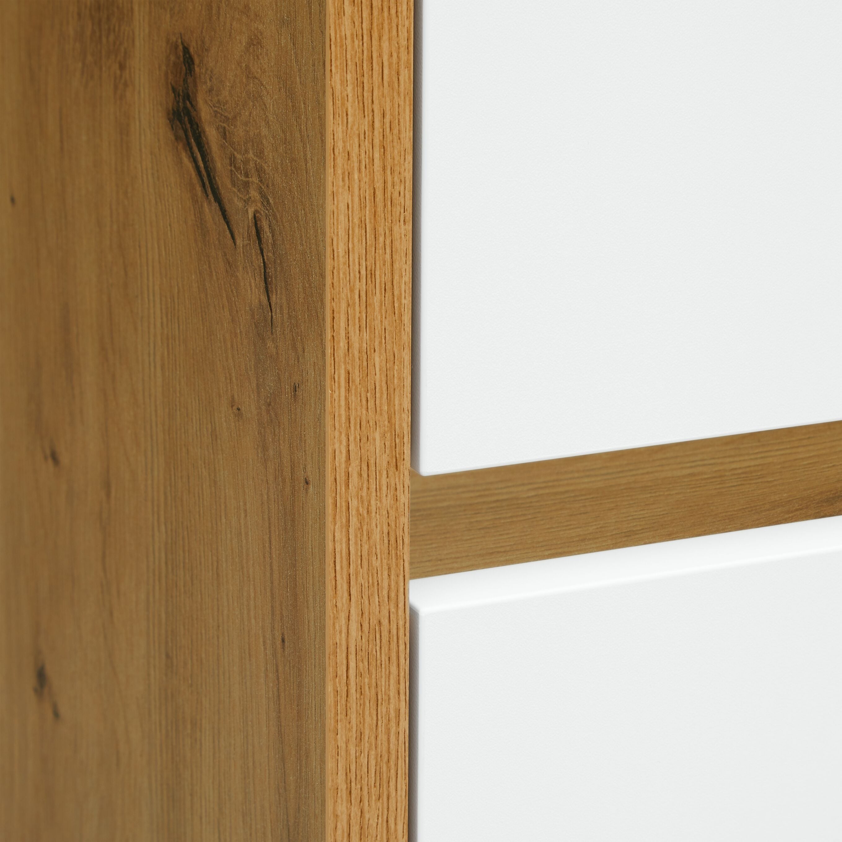 SIERRA Hochschrank - Eiche / Weiss / B: 30.0 cm x T: 35.0 cm x H: 190.0 cm
