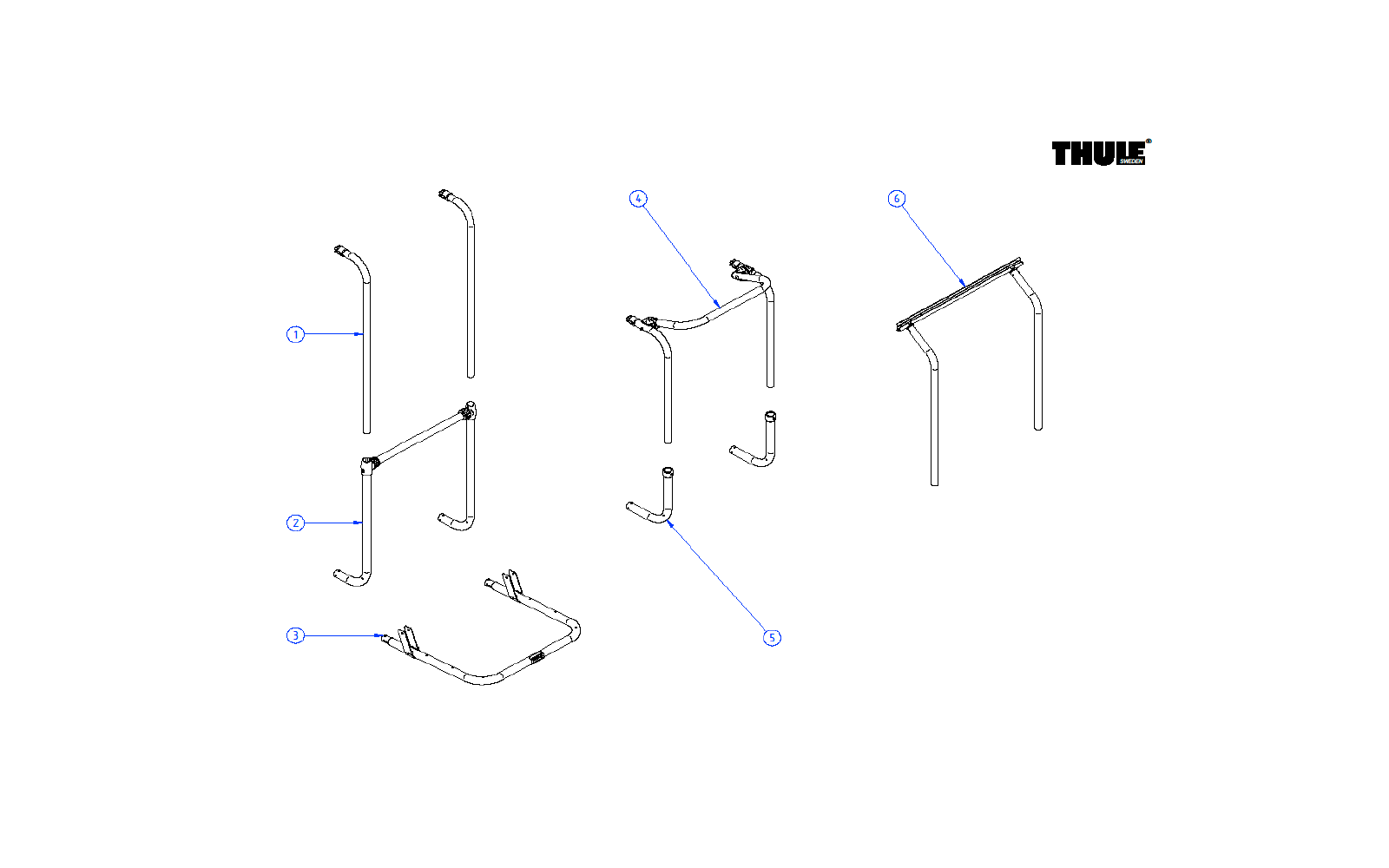 Thule Querstrebe Tragrahmen mit unteren Tragarmen und T-Stücken für Fahrradträger Sport G2 LV – Thule Ersatzteilnummer 1500602379